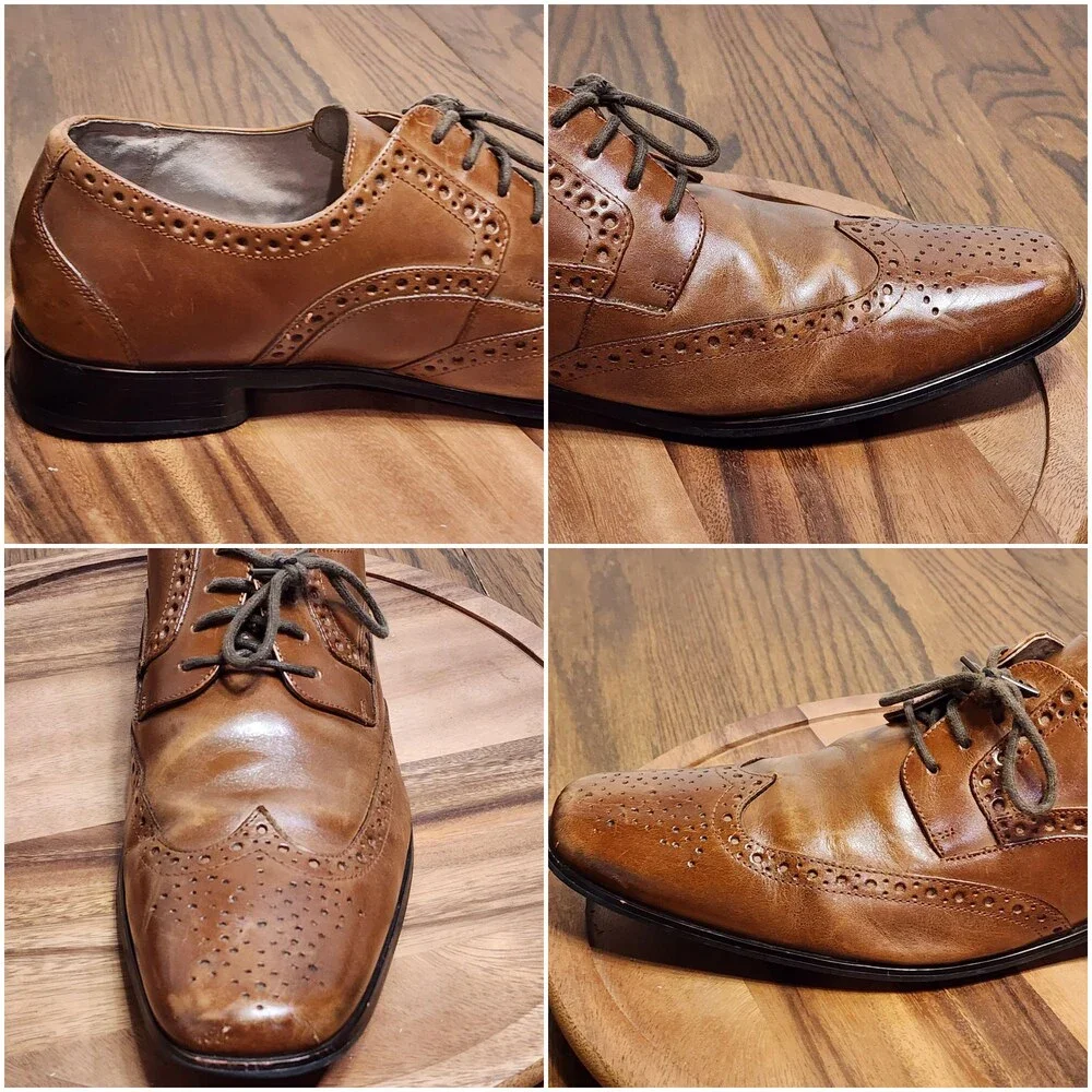 Stacy Adams Dress Shoes Mens Size 11 Brown Leather Brogue Wingtip 24738-221